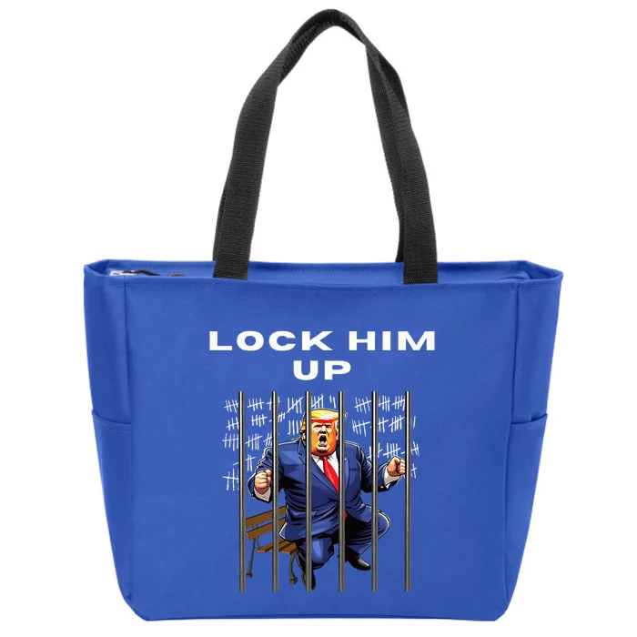 Lock Him Up Antitrump Djt Incarceration Jail Trump Zip Tote Bag