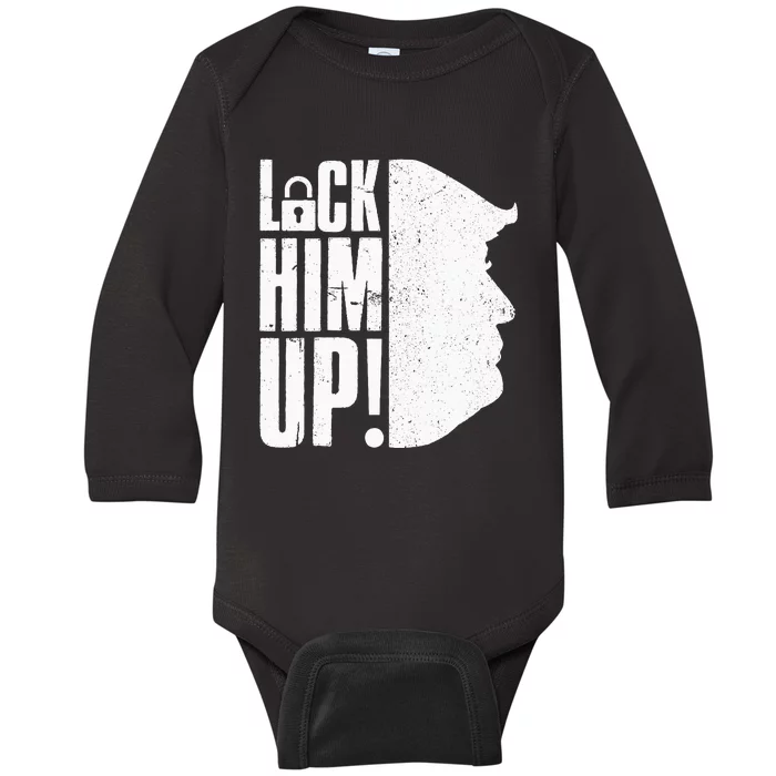 Lock Him Up Democrat Anti Trump Impeach 45 Resist Resign Baby Long Sleeve Bodysuit