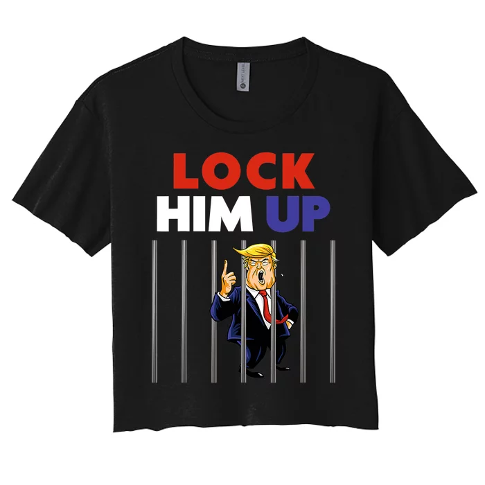 Lock Him Up Anti Trump Political Women's Crop Top Tee