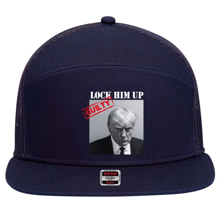 Lock Him Up Donald Trump Guilty Mugshot 7 Panel Mesh Trucker Snapback Hat