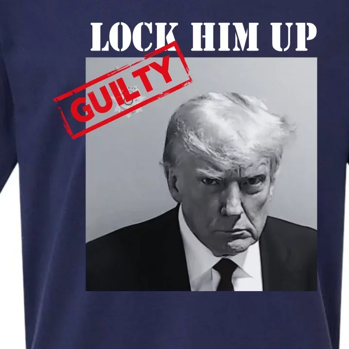 Lock Him Up Donald Trump Guilty Mugshot Sueded Cloud Jersey T-Shirt