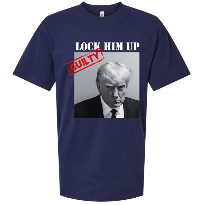 Lock Him Up Donald Trump Guilty Mugshot Sueded Cloud Jersey T-Shirt