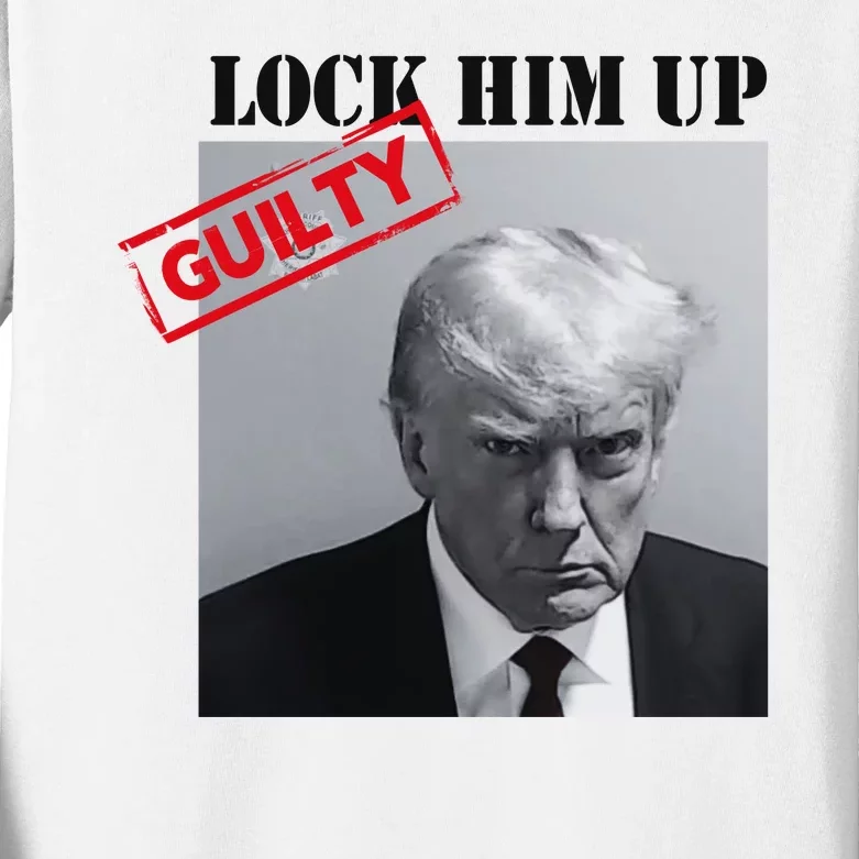 Lock Him Up Donald Trump Guilty Mugshot Kids Long Sleeve Shirt