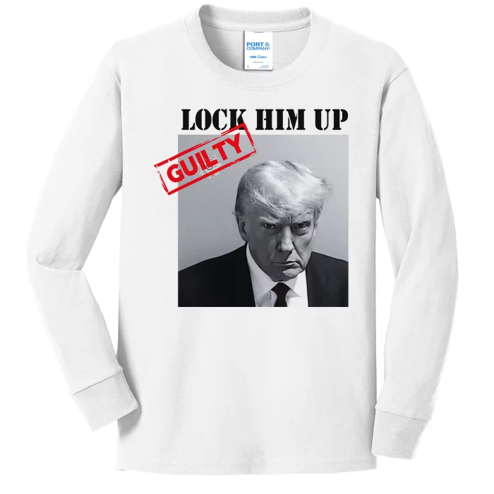 Lock Him Up Donald Trump Guilty Mugshot Kids Long Sleeve Shirt