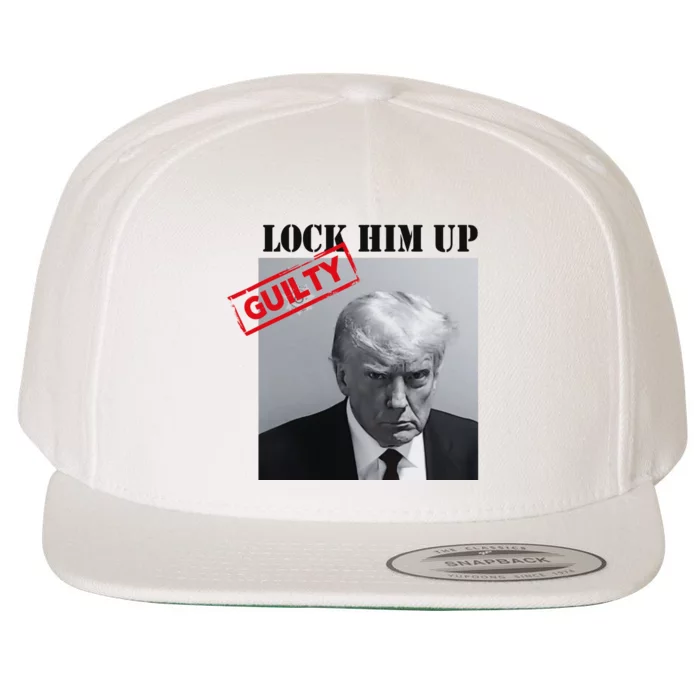 Lock Him Up Donald Trump Guilty Mugshot Wool Snapback Cap