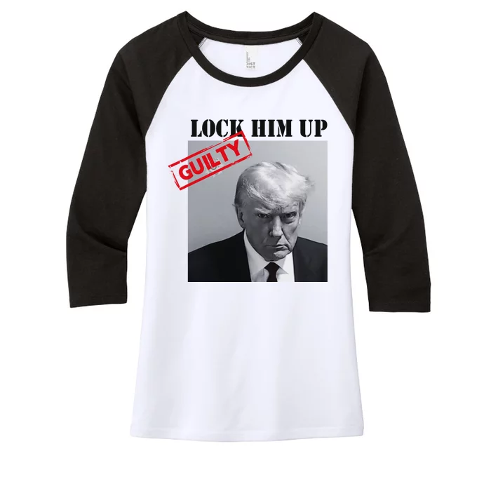 Lock Him Up Donald Trump Guilty Mugshot Women's Tri-Blend 3/4-Sleeve Raglan Shirt