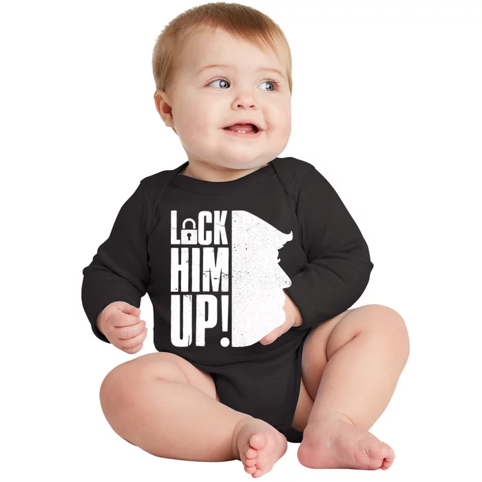 Lock Him Up Democrat Anti Trump Impeach 45 Resist Resign Baby Long Sleeve Bodysuit