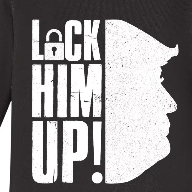 Lock Him Up Democrat Anti Trump Impeach 45 Resist Resign Baby Long Sleeve Bodysuit