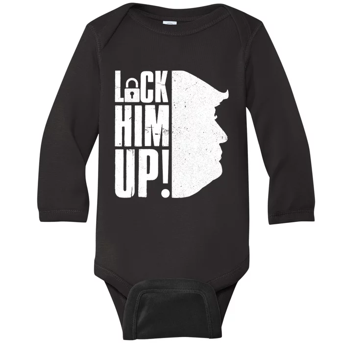 Lock Him Up Democrat Anti Trump Impeach 45 Resist Resign Baby Long Sleeve Bodysuit