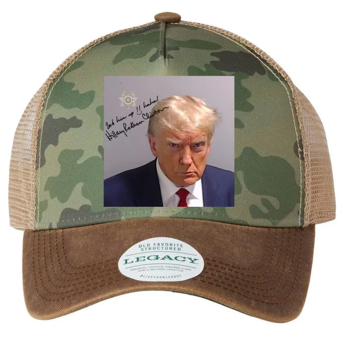 Lock Him Up Funny Hilary Clinton Donald Trump Mugshot Legacy Tie Dye Trucker Hat