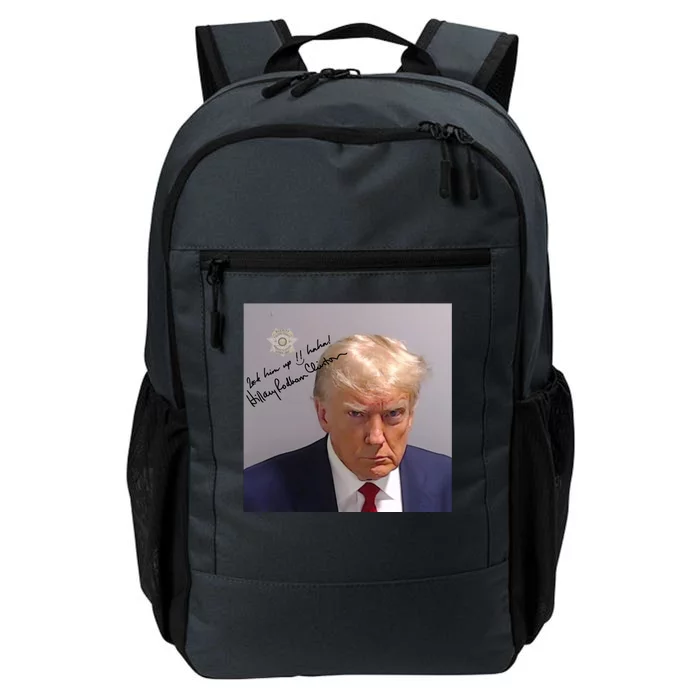 Lock Him Up Funny Hilary Clinton Donald Trump Mugshot Daily Commute Backpack