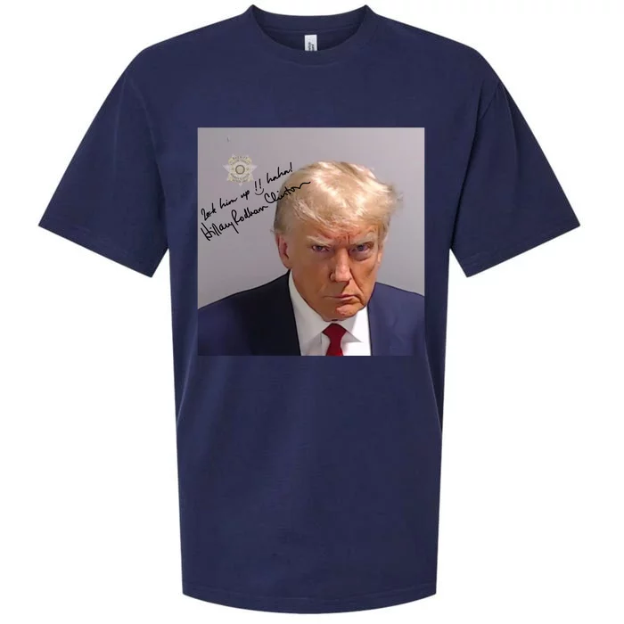 Lock Him Up Funny Hilary Clinton Donald Trump Mugshot Sueded Cloud Jersey T-Shirt