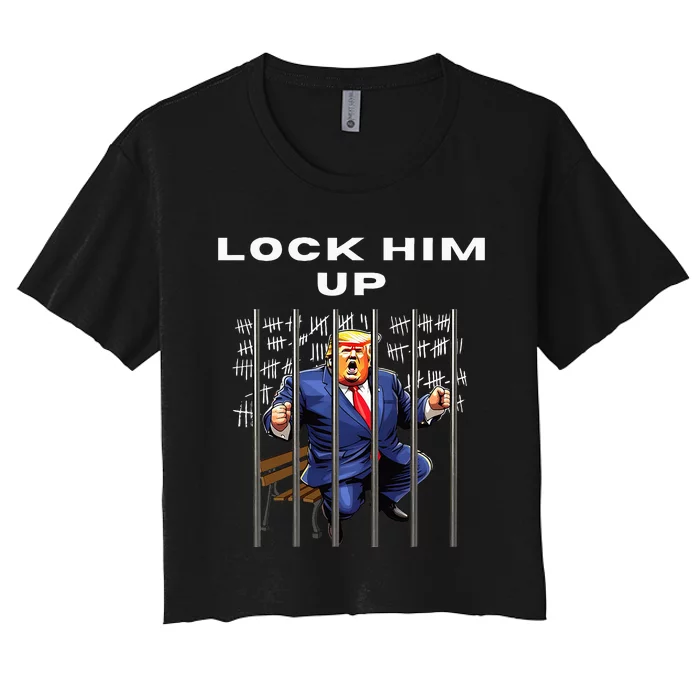 Lock Him Up Antitrump Djt Incarceration Jail Trump Women's Crop Top Tee