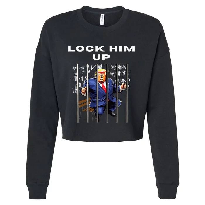 Lock Him Up Antitrump Djt Incarceration Jail Trump Cropped Pullover Crew