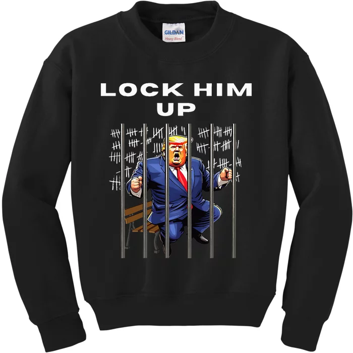 Lock Him Up Antitrump Djt Incarceration Jail Trump Kids Sweatshirt