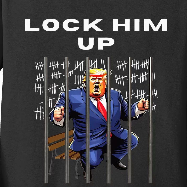 Lock Him Up Antitrump Djt Incarceration Jail Trump Kids Long Sleeve Shirt