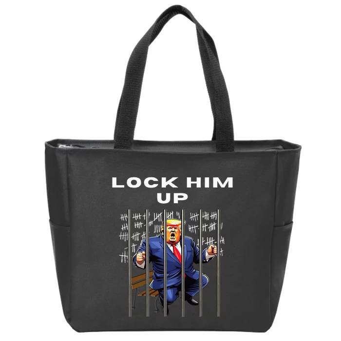 Lock Him Up Antitrump Djt Incarceration Jail Trump Zip Tote Bag