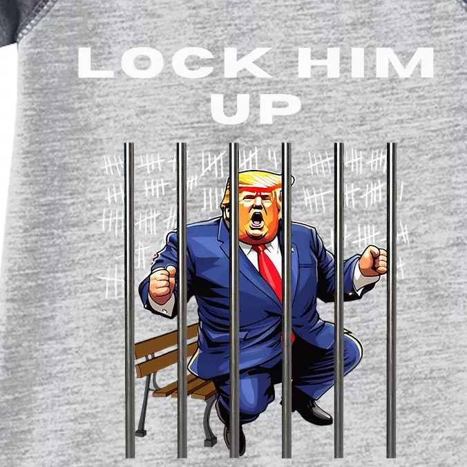 Lock Him Up Antitrump Djt Incarceration Jail Trump Infant Baby Jersey Bodysuit