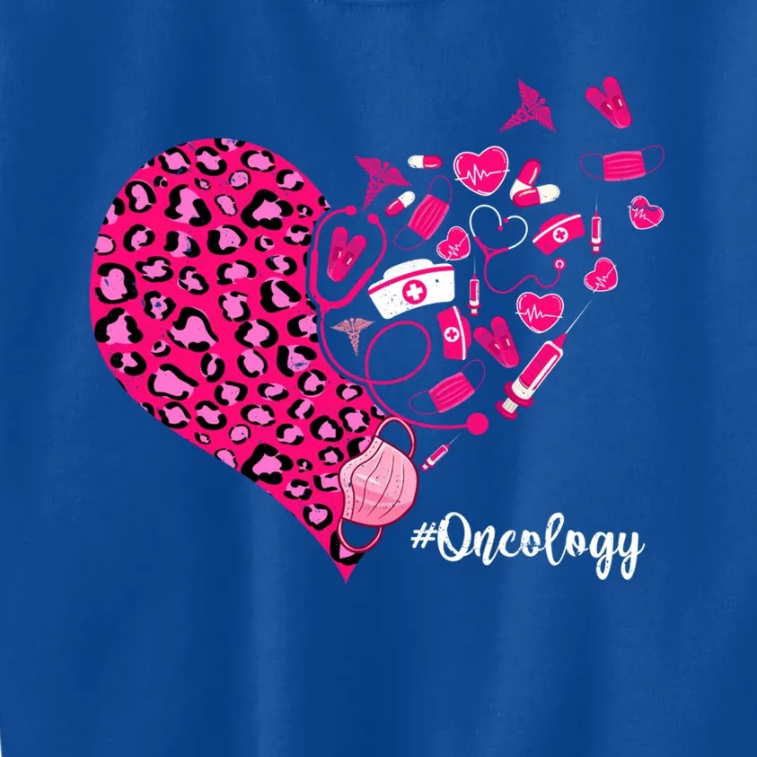 Leopard Heart Valentines Day Cute Stethoscope Oncology Nurse Gift Kids Sweatshirt