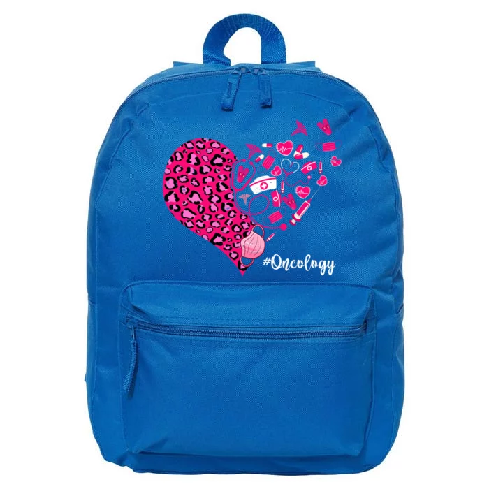 Leopard Heart Valentines Day Cute Stethoscope Oncology Nurse Cool Gift 16 in Basic Backpack