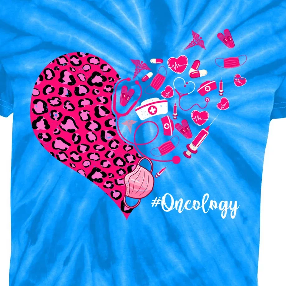 Leopard Heart Valentines Day Cute Stethoscope Oncology Nurse Cool Gift Kids Tie-Dye T-Shirt