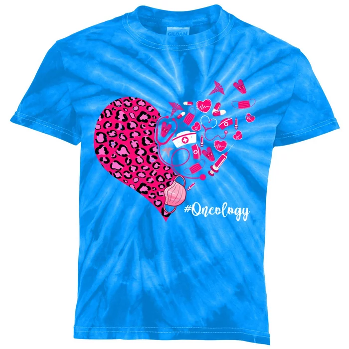 Leopard Heart Valentines Day Cute Stethoscope Oncology Nurse Cool Gift Kids Tie-Dye T-Shirt