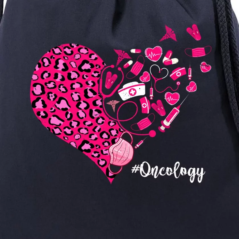 Leopard Heart Valentines Day Cute Stethoscope Oncology Nurse Cool Gift Drawstring Bag