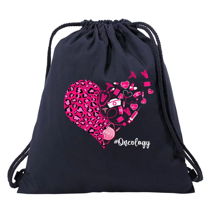 Leopard Heart Valentines Day Cute Stethoscope Oncology Nurse Cool Gift Drawstring Bag