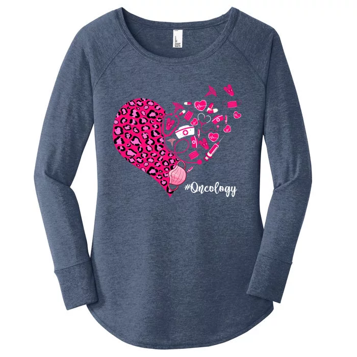 Leopard Heart Valentines Day Cute Stethoscope Oncology Nurse Cool Gift Women's Perfect Tri Tunic Long Sleeve Shirt