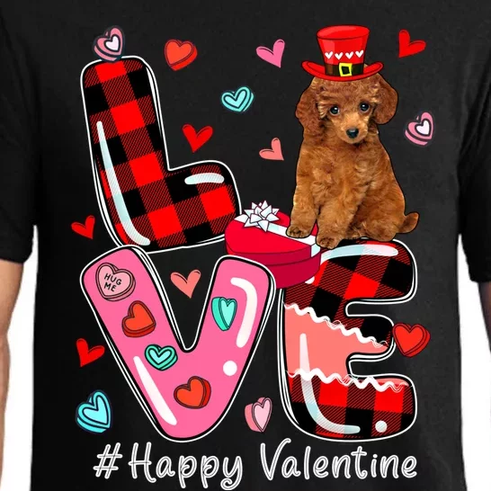 Love Happy Valentine Poodle Wearing Valentine's Hat Lover Cool Gift Pajama Set