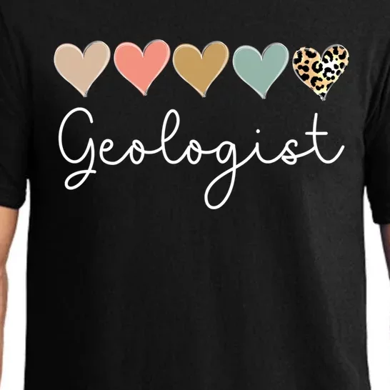 Leopard Hearts Valentines Day For Team Geologist Valentine Meaningful Gift Pajama Set