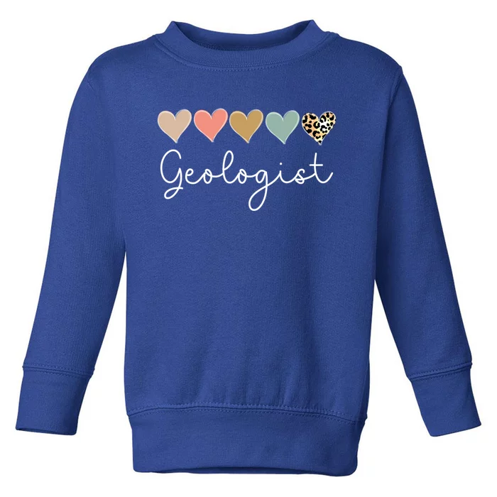 Leopard Hearts Valentines Day For Team Geologist Valentine Meaningful Gift Toddler Sweatshirt