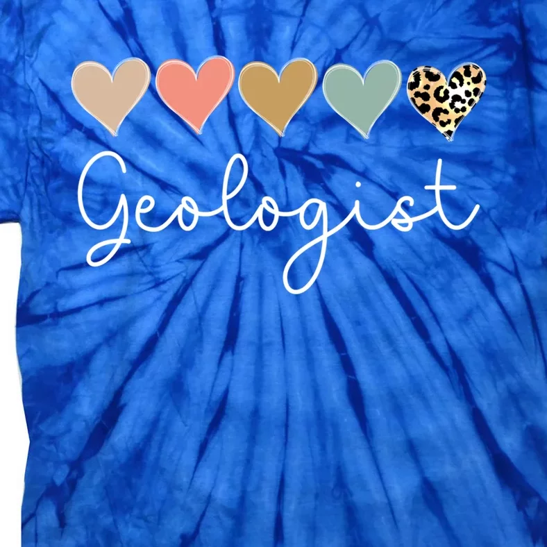 Leopard Hearts Valentines Day For Team Geologist Valentine Meaningful Gift Tie-Dye T-Shirt