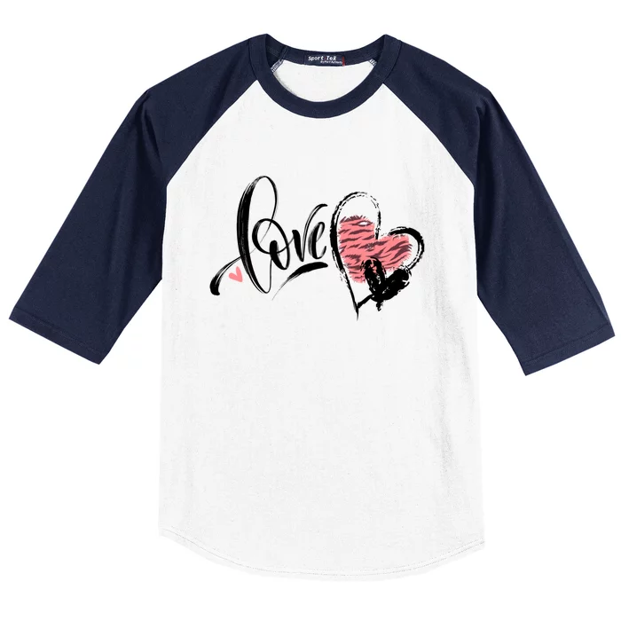 Love Heart Valentine's Day Outfit Friend Funny Gift Baseball Sleeve Shirt