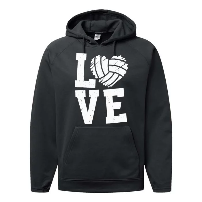 Love Heart Volleyball Team Design for Sport Fans Player Performance Fleece Hoodie