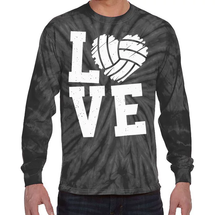 Love Heart Volleyball Team Design for Sport Fans Player Tie-Dye Long Sleeve Shirt