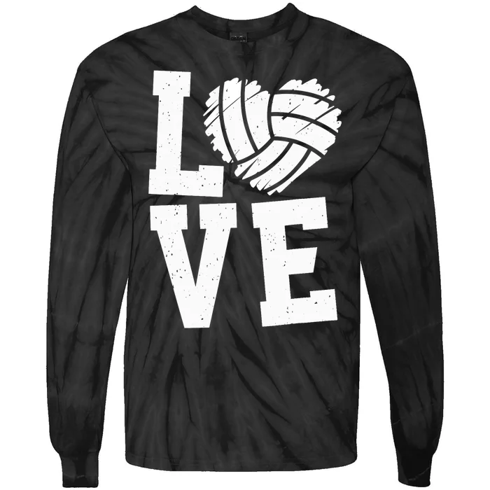 Love Heart Volleyball Team Design for Sport Fans Player Tie-Dye Long Sleeve Shirt