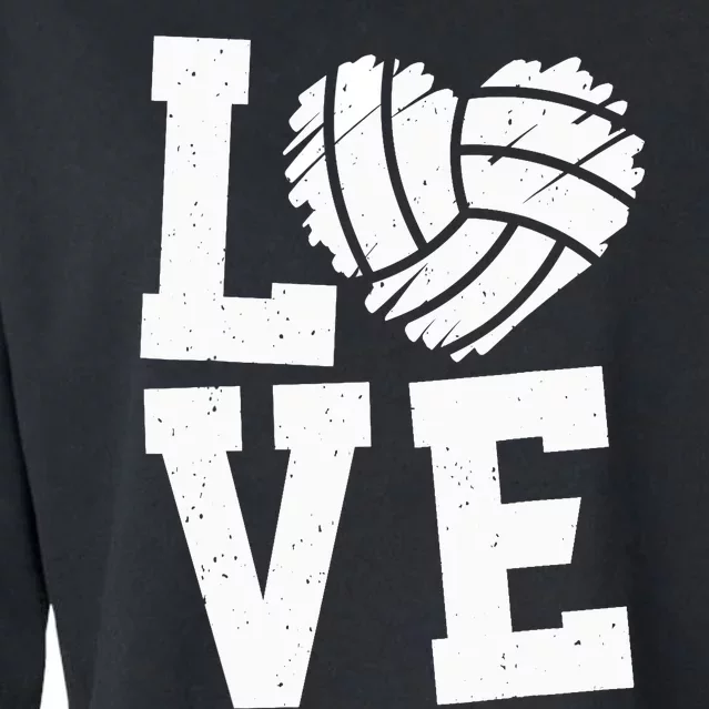 Love Heart Volleyball Team Design for Sport Fans Player Cropped Pullover Crew