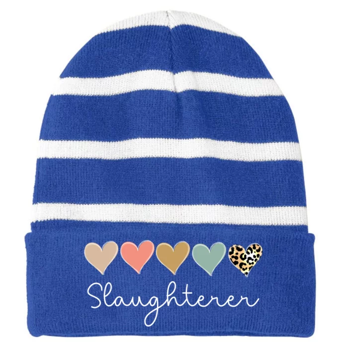 Leopard Hearts Valentine's Day For Team Slaughterer Vgiftday Gift Striped Beanie with Solid Band