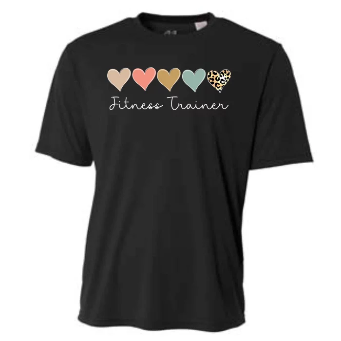 Leopard Hearts Valentine's Day For Team Fitness Trainer Meaningful Gift Cooling Performance Crew T-Shirt