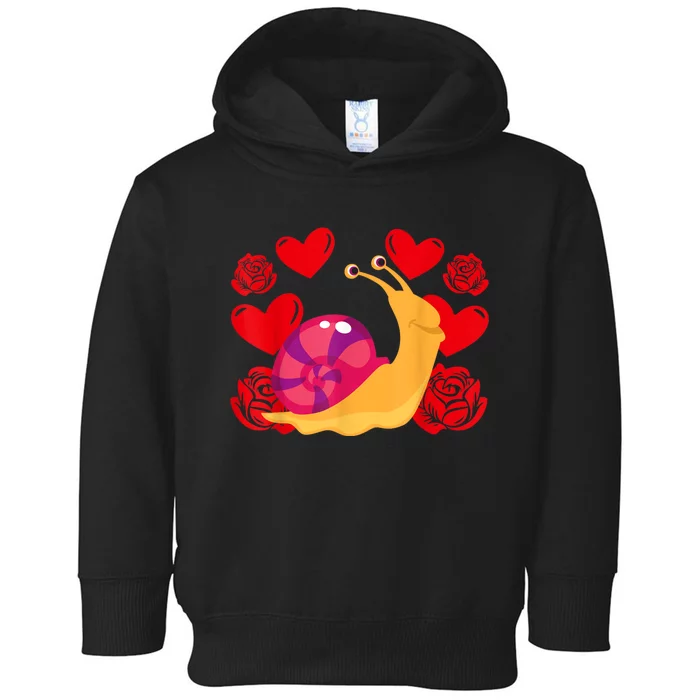 Love Heart ValentineS Day Roses Snail Toddler Hoodie