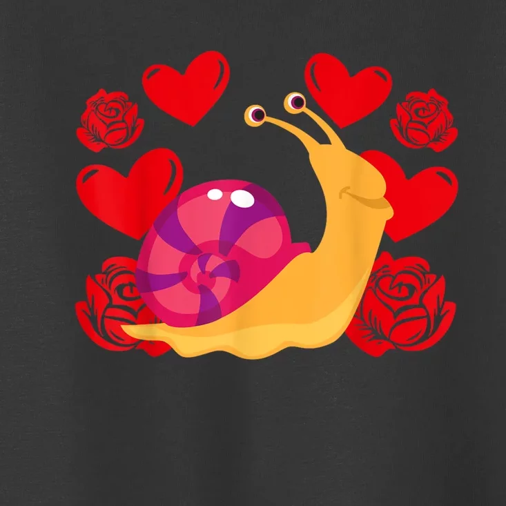 Love Heart ValentineS Day Roses Snail Toddler T-Shirt