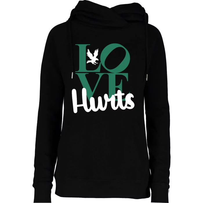 Love Hurts Vintage Philly Hurts So Good Eagles Fan Womens Funnel Neck Pullover Hood