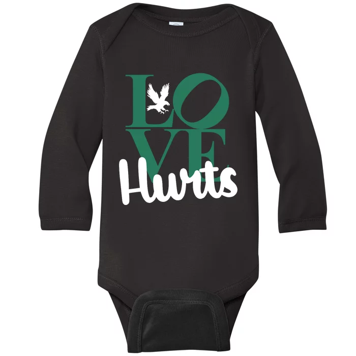 Love Hurts Vintage Philly Hurts So Good Eagles Fan Baby Long Sleeve Bodysuit