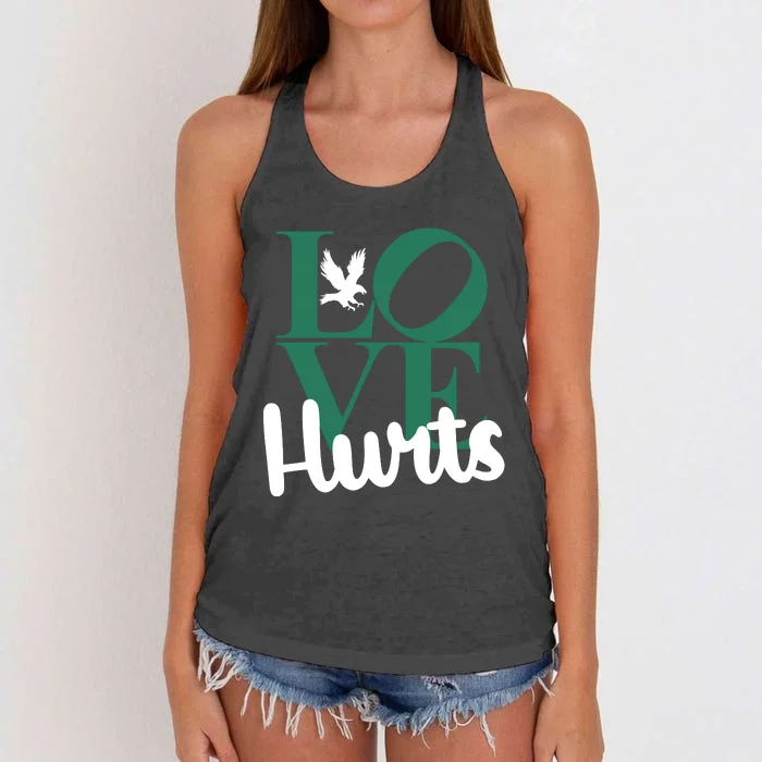 Love Hurts Vintage Philly Hurts So Good Eagles Fan Women's Knotted Racerback Tank