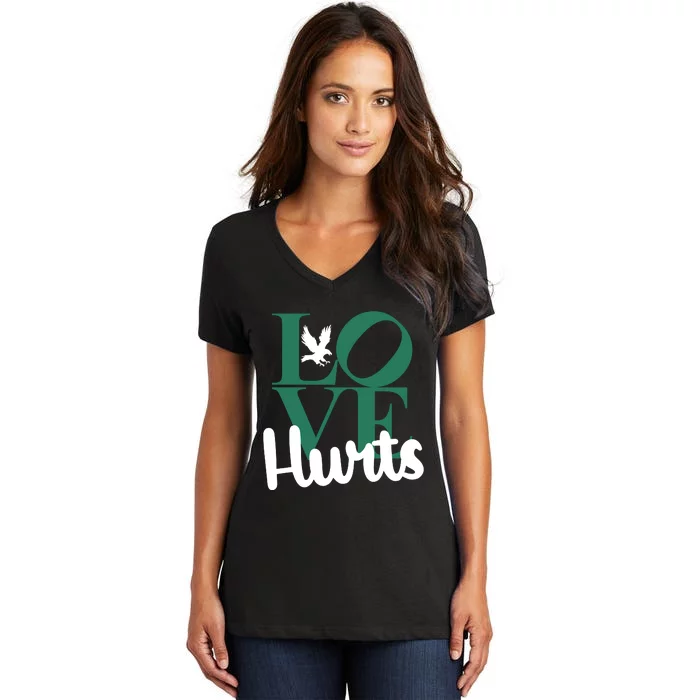 Love Hurts Vintage Philly Hurts So Good Eagles Fan Women's V-Neck T-Shirt