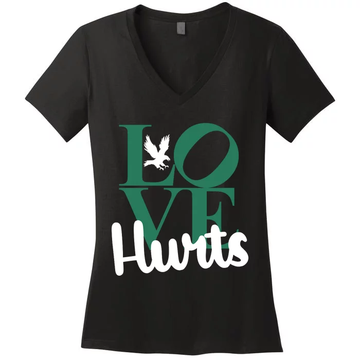 Love Hurts Vintage Philly Hurts So Good Eagles Fan Women's V-Neck T-Shirt