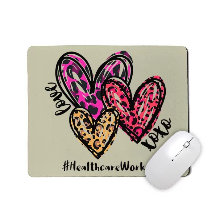 Love Healthcare Worker Heart Leopard Costume Valentine's Day Mousepad