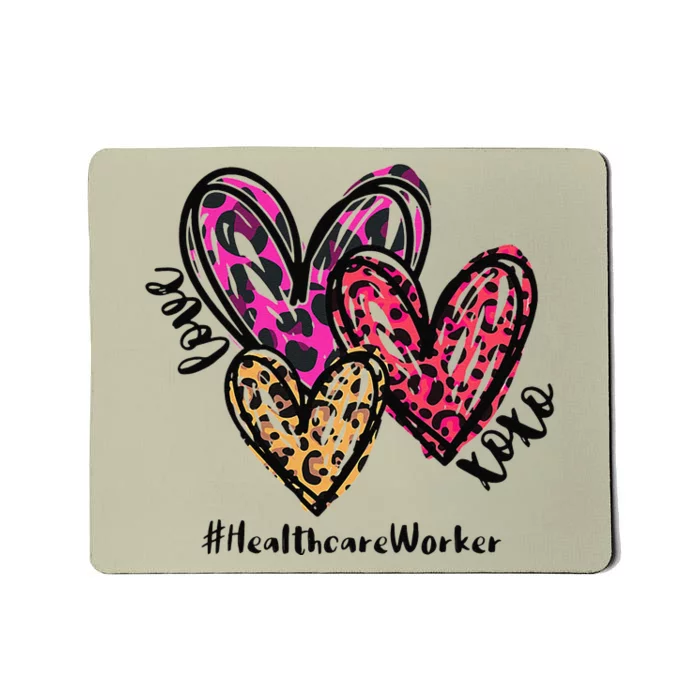 Love Healthcare Worker Heart Leopard Costume Valentine's Day Mousepad