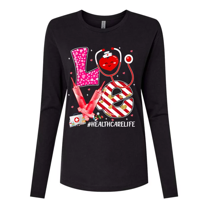 Love Healthcare Worker Nurse Cute Heart Valentines Day Great Gift Womens Cotton Relaxed Long Sleeve T-Shirt